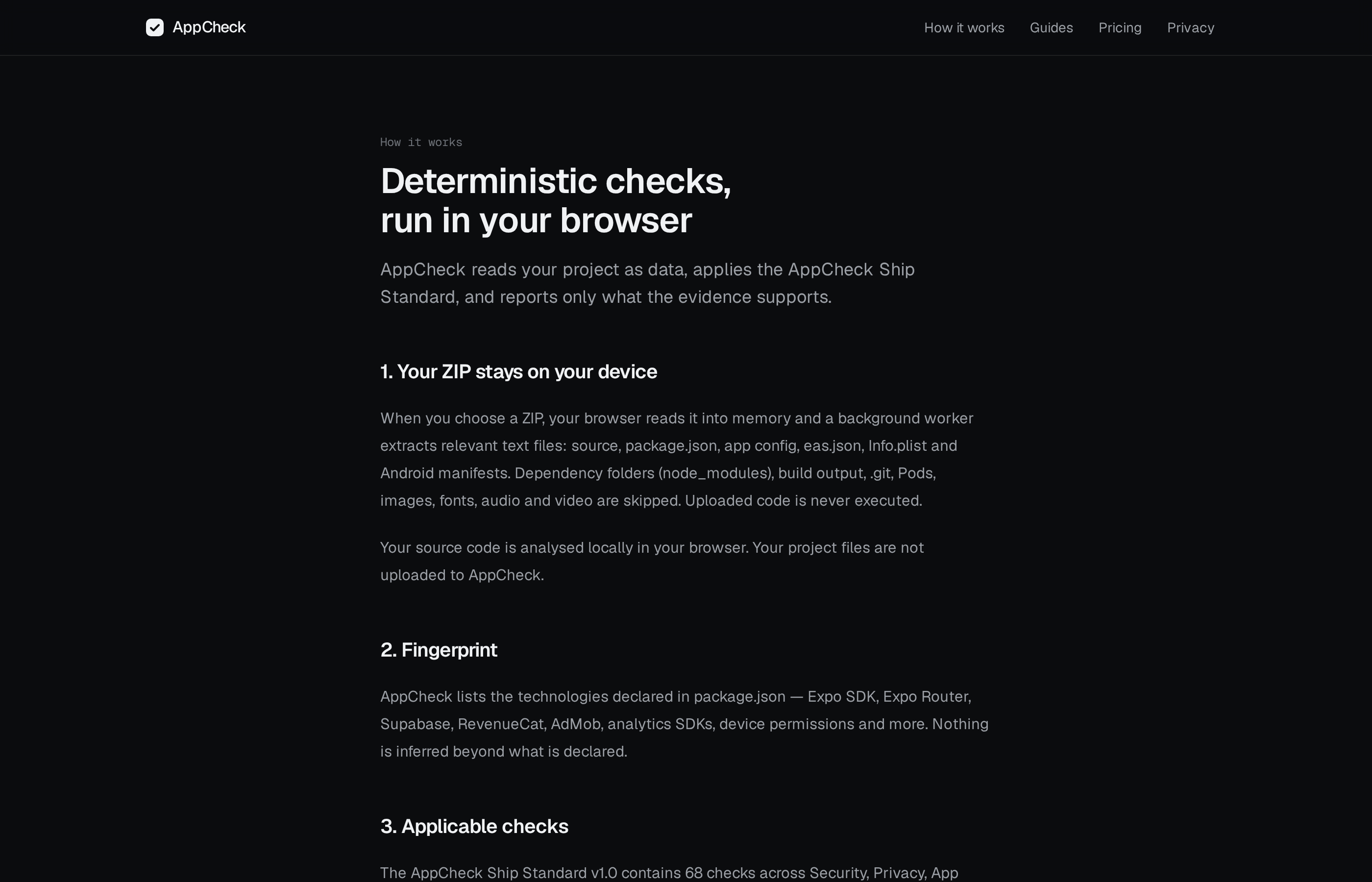 How AppCheck analyses projects in the browser